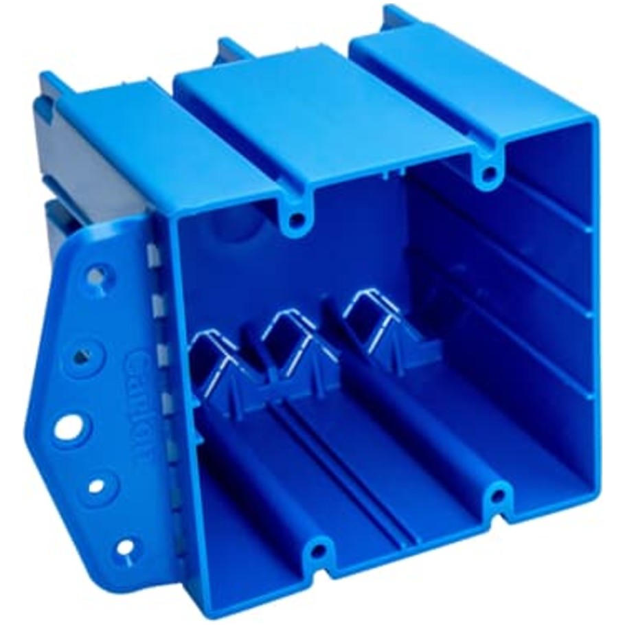 Carlon Outlet Box, 2-Gang, Non-Metallic, 48.2 cu. in., Blue