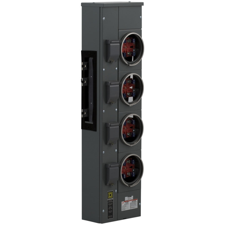 Branch unit, EZ Meter-Pak, 125A, 4 sockets, 120/240 VAC, no bypass, ringed, 800A Al busbar