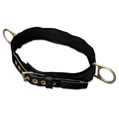 Body Belt, Nylon, 3 in Back Pad, Double Hip D-Rings, 44 in to 52 in Waist