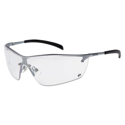 Silium Safety Glasses, Clear Poly Anti-Fog/Anti-Scratch Lens, Black Frame