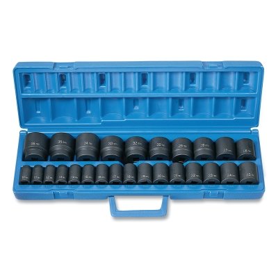 Impact Socket Set, 1/2 in Dr, Metric, 6-point, 10 mm to 36 mm, 26-Pc STD Length Master
