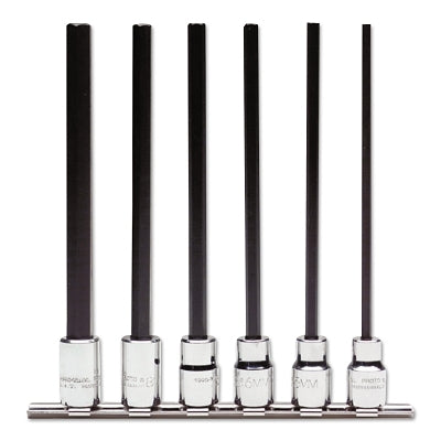 6 Piece Metric Extra-Long Hex Bit Socket Sets, 3/8 in