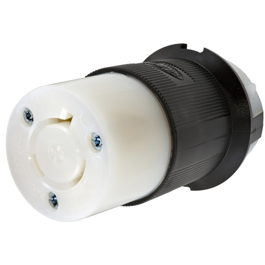 Twist-Lock Insulgrip Connector Body, 20A, 277V, 2P3W, Black and White