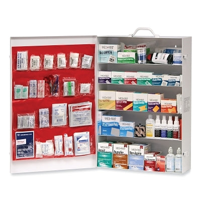 First Aid Kit, Five-Shelf ANSI-B Cabinet for Lrg Industrial Work Settings, Metal