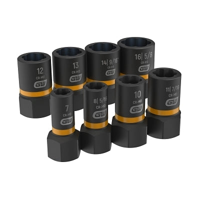 Bolt Biter Extraction Socket Set, 8 Pc, Black Oxide, Chrome-Molybdenum, Set