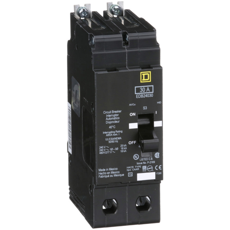 Mini circuit breaker, E-Frame, 30A, 2 pole, 480Y/277VAC, 25kA max, bolt on  TAA