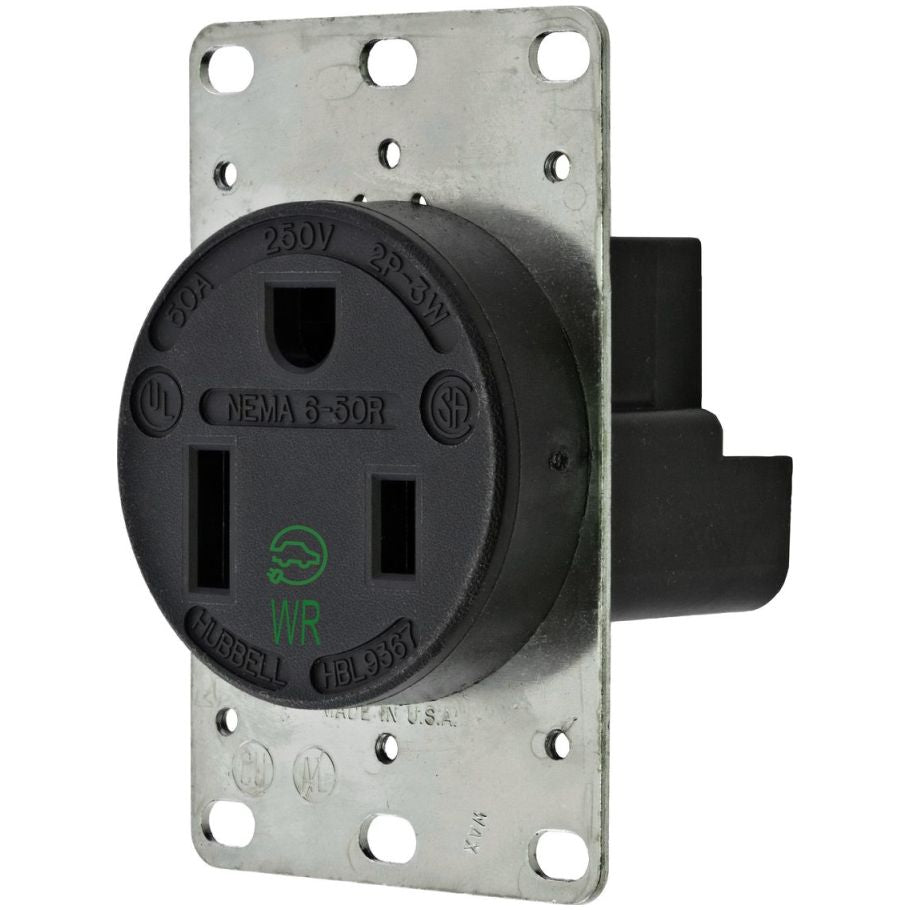 Grounding Single Receptacle, NEMA 6-50R, 50A, 250V, 2P3W