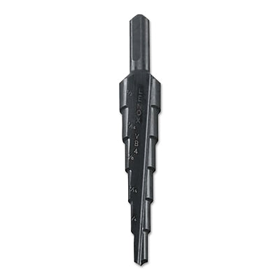 Vari-Bit Step Drill Bit, #4, 3/16 in to 1/2 in Cutting Dia, 6 Steps