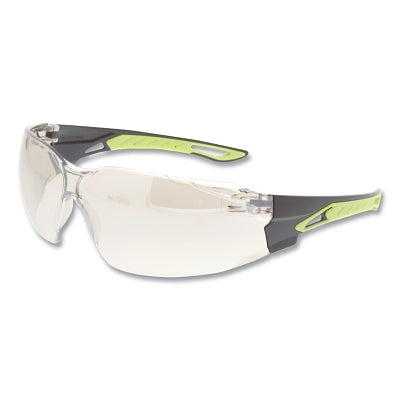 MCR Safety Hulk HK5 Series Safety Glasses, I/O Clear Mirror, UV-AF Anti-Fog, Black/Hivis Lime Polycarbonate/TPR Temple
