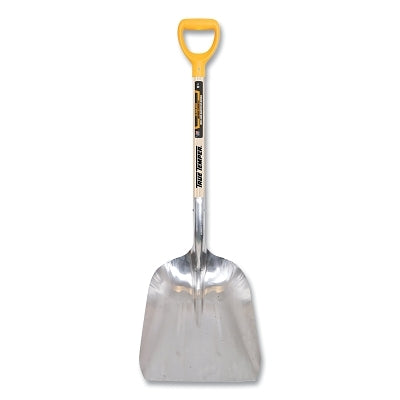Aluminum Scoop with Hardwood Handle, 18 in L x 15.25 in W blade, Square, 26 in Hardwood;Plastic, D-Grip Handle