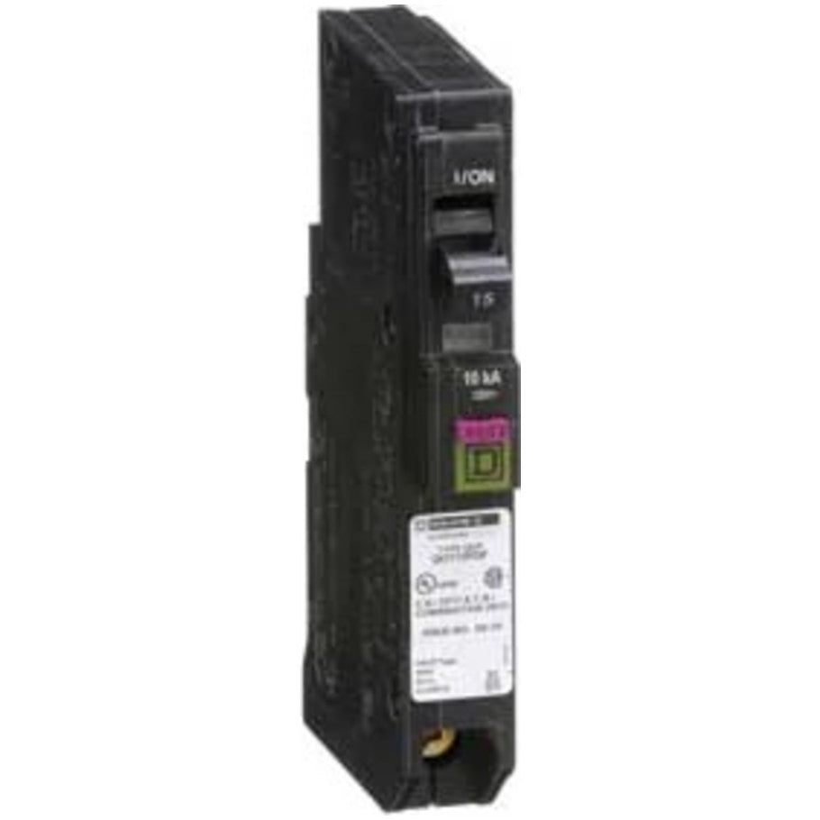 Mini circuit breaker, QO, 15A, 1 pole, 120VAC, 10kA, plug in, dual function, plug on neutral  TAA