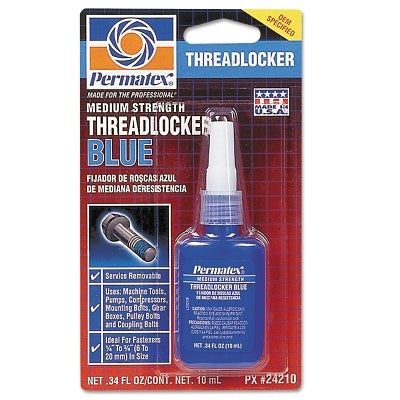 Medium Strength Blue Threadlocker, 10 mL, 1/4 in to 3/4 in Thread