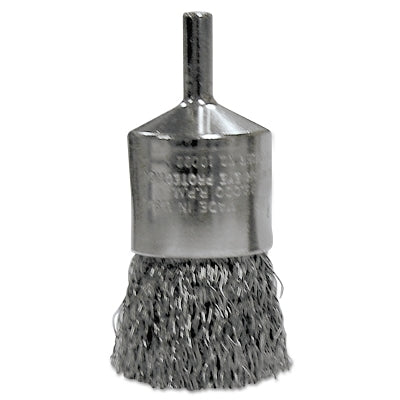 Crimped Wire Solid End Brush, Stainless Steel, 25,000 rpm, 1/2 in x 0.014 in