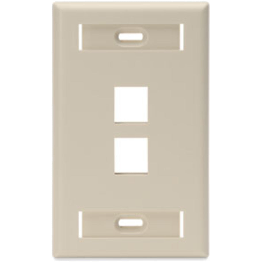 Single-Gang QUICKPORT Wallplate with ID Windows, 2-Port, Ivory