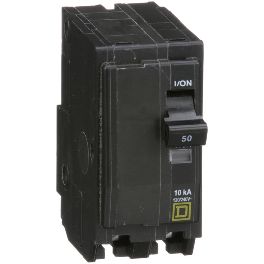 QO Miniature Circuit Breaker, Plug-On Mount, 10 kA, 120/240 Vac, 2-Pole, 50A