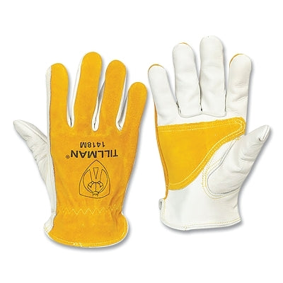 Drivers Gloves, Large, Cotton Stitching/Top Grain and Split Cowhide, Unlined, Bourbon Brown/Pearl