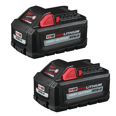 M18 REDLITHIUM HIGH OUTPUT XC Battery Pack, 18 V, 6.0 Ah, 2-Pk