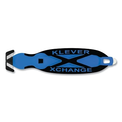 XChange Safety Cutter, Narrow Head, 6-1/2 in L, Straight Blade, Steel, Plastic Handle, Blue