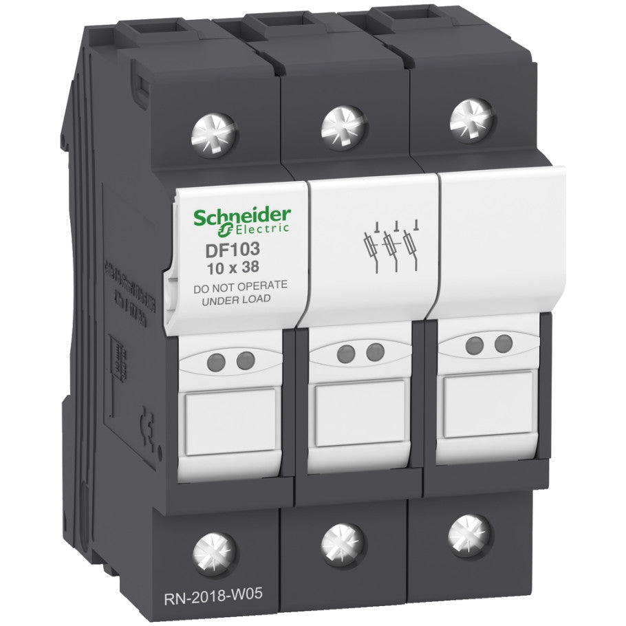 Fuse Blocks and Fuse Holders, Class AM, Class GG, 10 x 38 mm, Rail, 3-Pole, 32 A, 690 (AC) V, 690 (DC) V, Screw Clamp Terminal