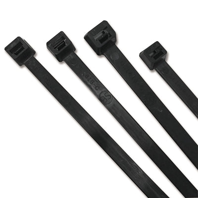 UV Stabilized Cable Tie, 50 lb Tensile Strength, 11.1 in L, Black, 1000 EA/BG