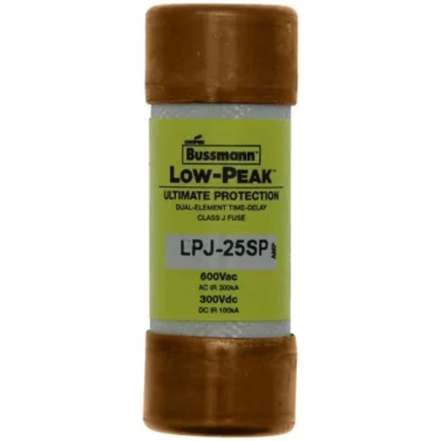 Low-Peak LPJ-SP Series Class J Time Delay Fuse, Dual-Element, Current-Limiting, 25A, 600Vac/300Vdc