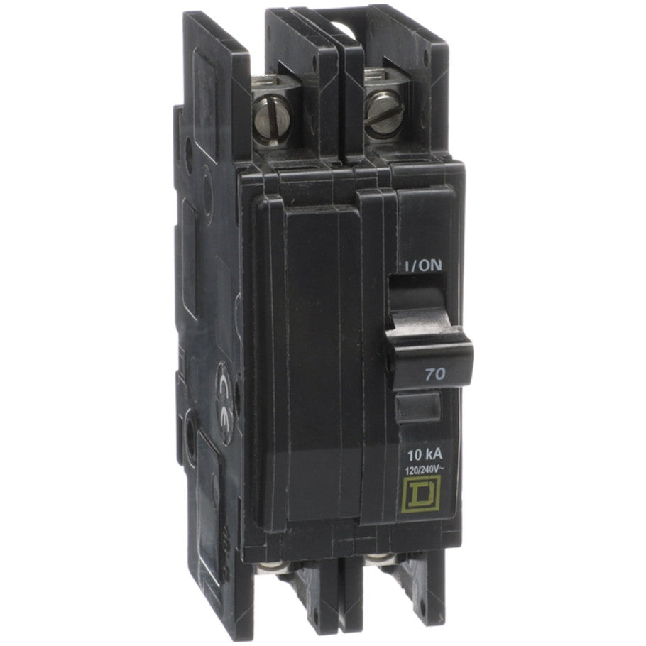 QOU Miniature Low Ampere Circuit Breaker, Unit-Mount, 10kA, 120/240 Vac, 2-Pole, 70A