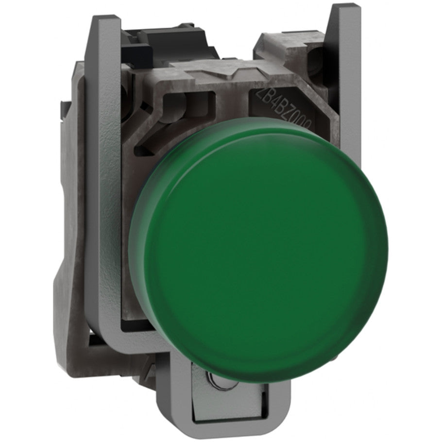 Harmony XB4 Pilot Light Complete, 22mm, 110-120V, Integral LED, Plain Lens, Green