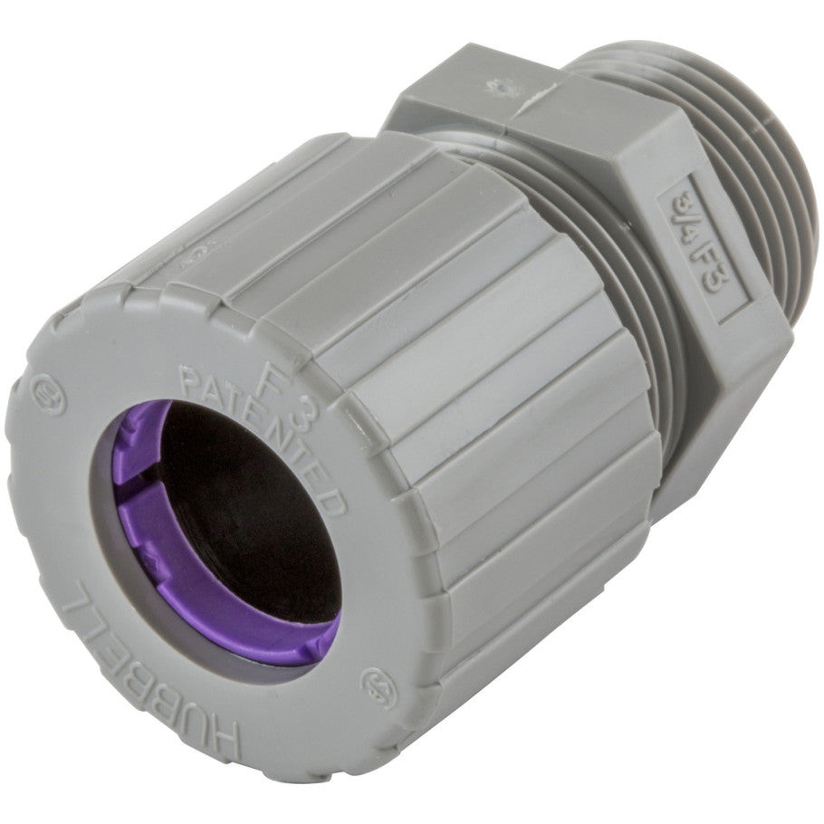 Kellems Corrosion Resistant Cord Connector, Nylon, Straight, Liquid Tight, 3/4 in., 0.750 to 0.880 in., Gray