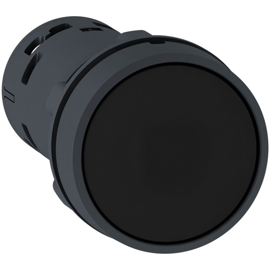 Monolithic push button, Harmony XB7, plastic, black, 22mm, spring return, unmarked, 1NO