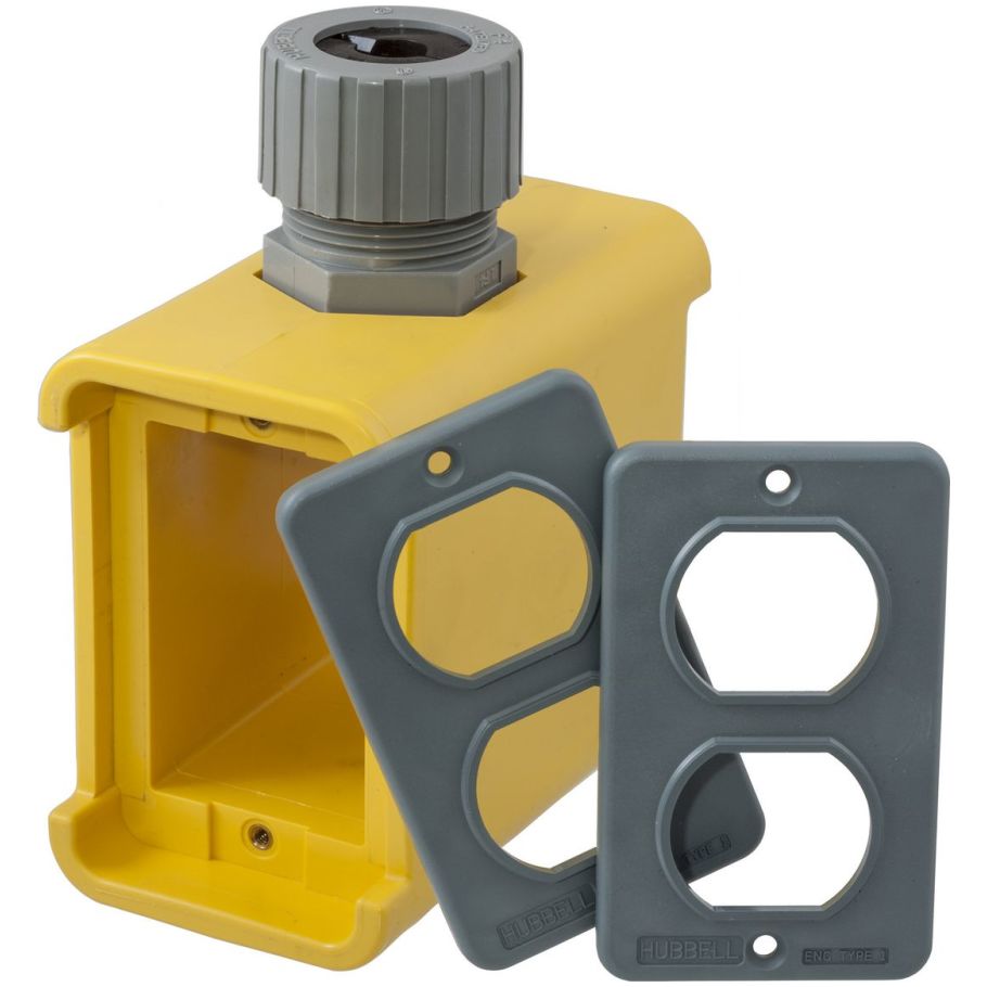 Portable outlet box with (2) duplex plates