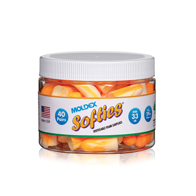 Earplug Canister, Softies, Foam, Orange/White with Swirls/Streaks, Disposable