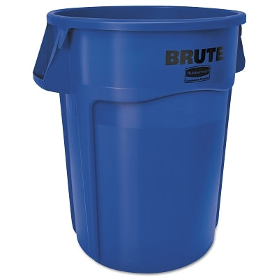BRUTE Round Container without Lid, 32 gal, Heavy-Duty Plastic, Blue