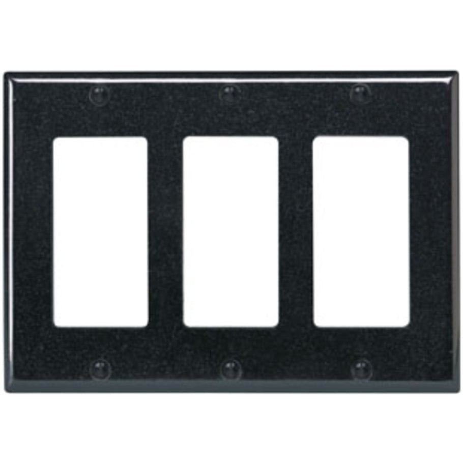 Decora/GFCI Device Wall Plate, Device Mount, Thermoset, 3-Gang, Black
