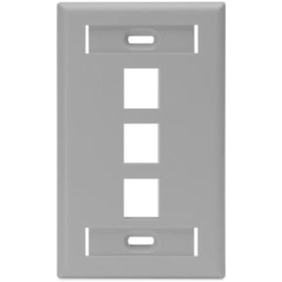 Single-Gang QUICKPORT Wallplate with ID Windows, 3-Port, Gray
