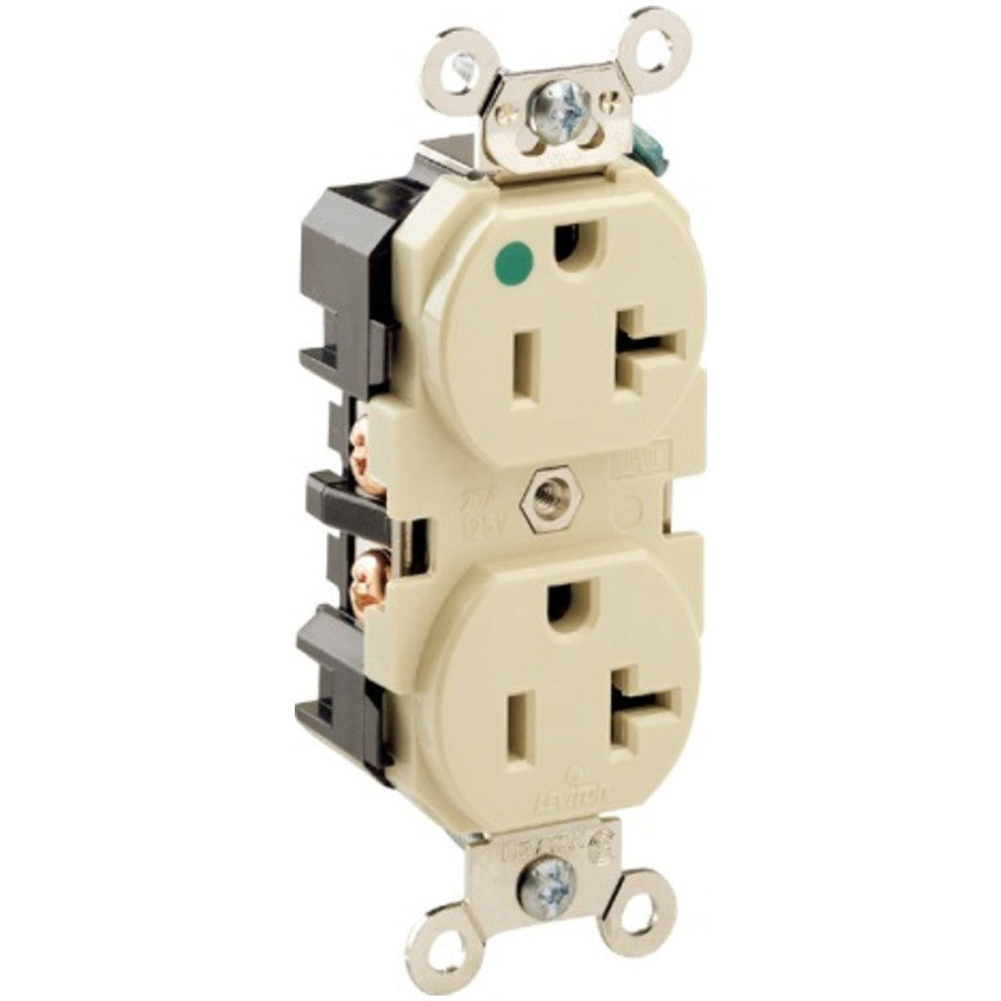 Duplex Receptacle, Extra Heavy Duty, Hospital Grade, 20A, 125V, 2P3W, Ivory