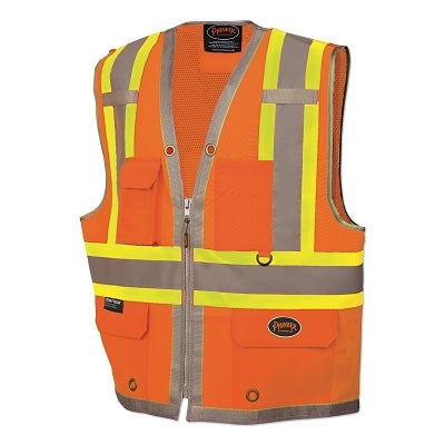 6672U/6673U HV 300D Oxford w/Mesh Back Surveyor Vest, 4X-Large, Orange