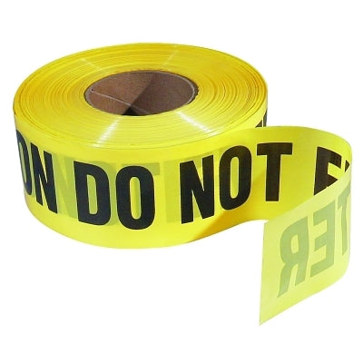 Safety Barricade Tape, 3 in W x 1,000 ft L, Caution Do Not Enter, Yellow