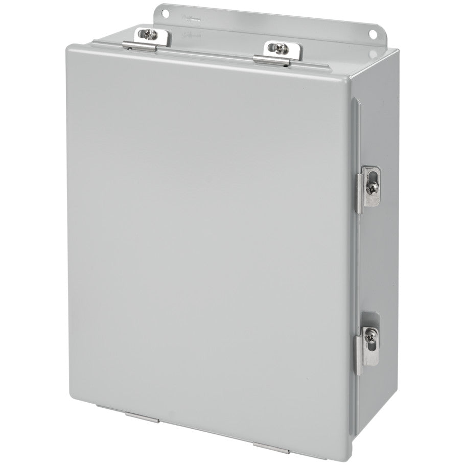 Hinged-Cover Enclosure, Industrial Enclosure, Steel, 9.5 in. H, 6.94 in. W, 6 in. D