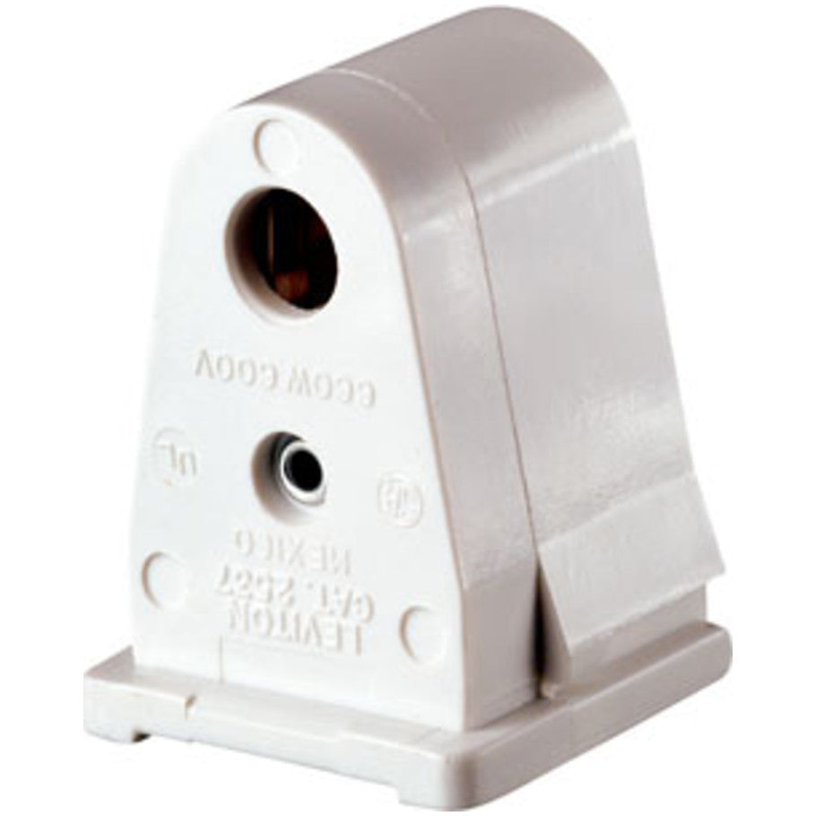 Standard Fluorescent Lampholder, Slimline Base, Single-Pin, Pedestal, Slide-On Lock-On, Stationary, Quickwire 18 AWG, White