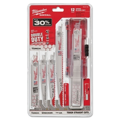 SAWZALL Demolition Blade Set, 12-Pc, 6 in and 9 in L, 5 to 18 TPI, 1/2 in Universal Shank