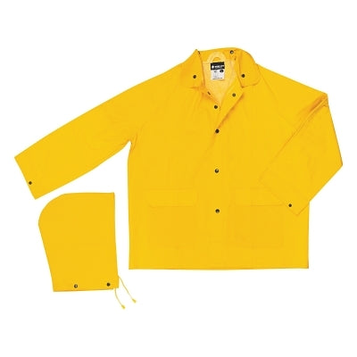200J Classic Series Yellow Rain Jacket with Detachable Hood, 0.35 mm, PVC/Polyester, Medium