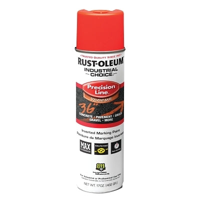 Industrial Choice M1600/M1800 System Precision-Line Inverted Marking Paint, 17 oz, Fluorescent Red-Org, M1600 Solvent-Based