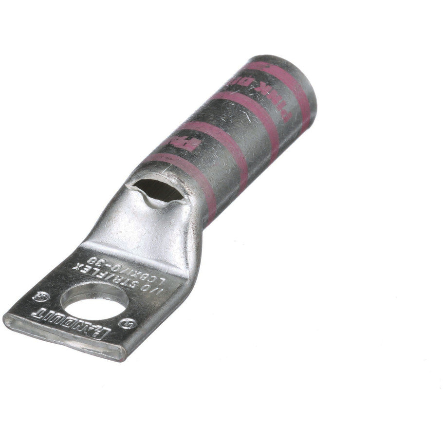 Compression Lug, Long Barrel, 1-Hole, Copper, 3/8 in. Stud