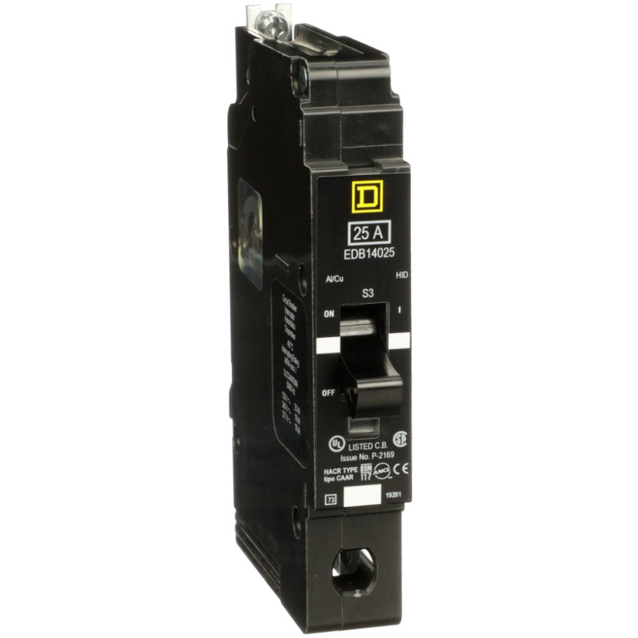 Mini circuit breaker, E-Frame, 25A, 1 pole, 277VAC, 25kA max, bolt on  TAA