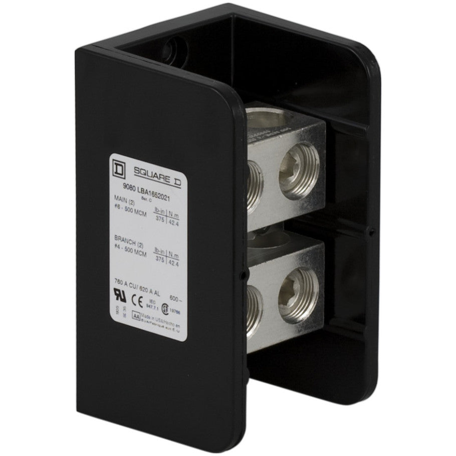Power distribution block, Linergy, 1 pole, 2 line, 2 load, 620A Cu, 500A Al, 600V