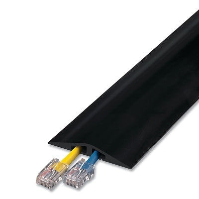 Rubber Duct Cable Protector, 0.4375 in H x 3 in W x 120 in L, 2-CH, Internet Cable, Black