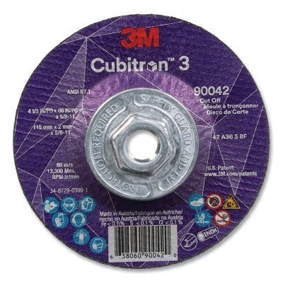 3M 638060-90042 Cubitron 3 Cut-Off Wheel, 4-1/2 in dia x 0.09 in Thick x 5/8 in-11 Arbor, 36+ Grit, T27