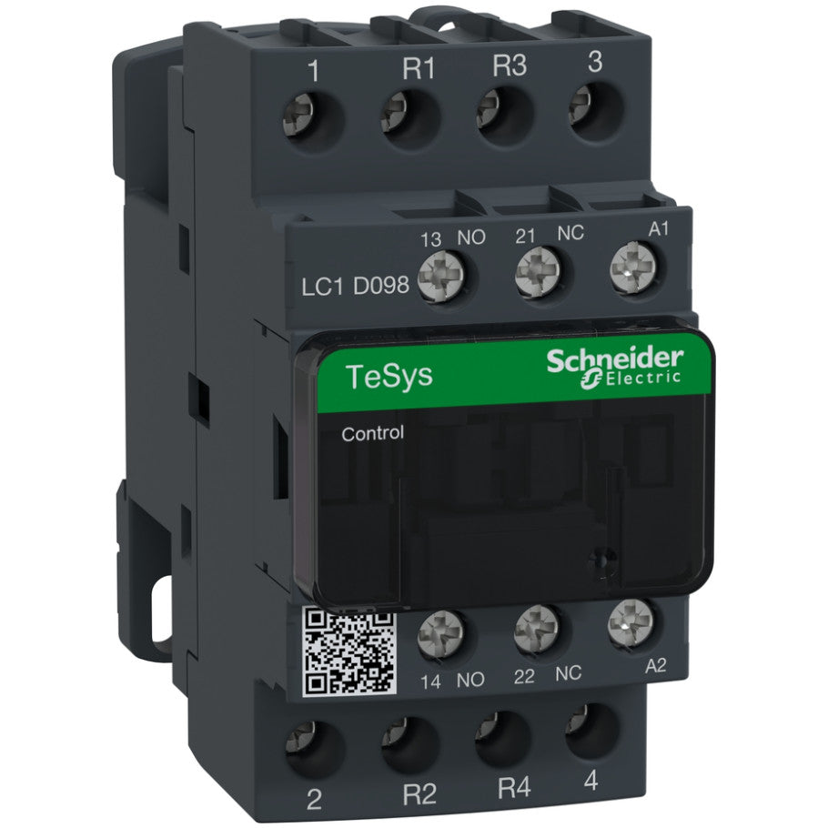 IEC Contactor, TeSys Deca, Nonreversing, 25A Resistive, 4 Pole, 2 NO and 2 NC, 120VAC 50/60Hz Coil, Open Style