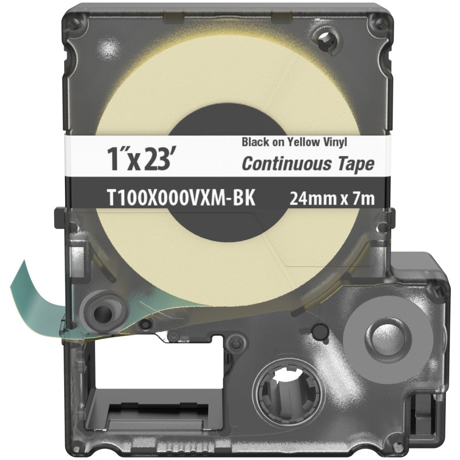 PXE T100X000VXM-BK MP Printer Cont. Tape, Safety   ID, Vinyl, Black/Yellow, 1"W