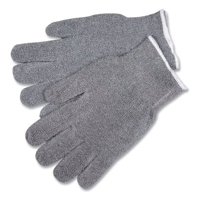 Terrycloth Reversible Work Gloves, Large, Gray, Knit-Wrist Cuff, 24 oz 24 oz Cotton/Polyester